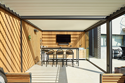 Patio cover with louvres